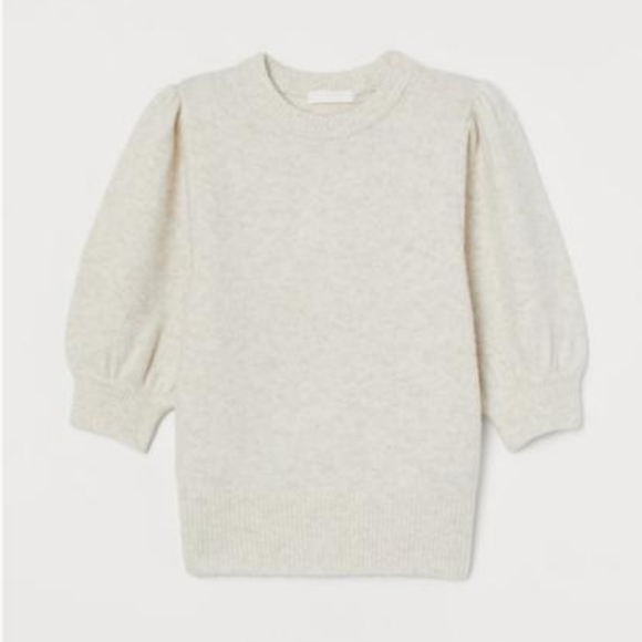 H&M Sweaters - Soft knit puff sleeve crewneck sweater